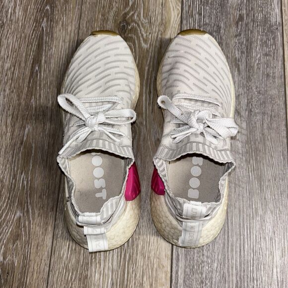 Adidas NMD R2 Primeknit BY9954 Women’s US Size 7.5 White Pink Sneaker Shoes - Picture 8 of 11